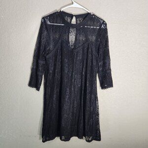 City Triangle Womens S Black Lace Dress Sheer Whimsigoth Fairycore